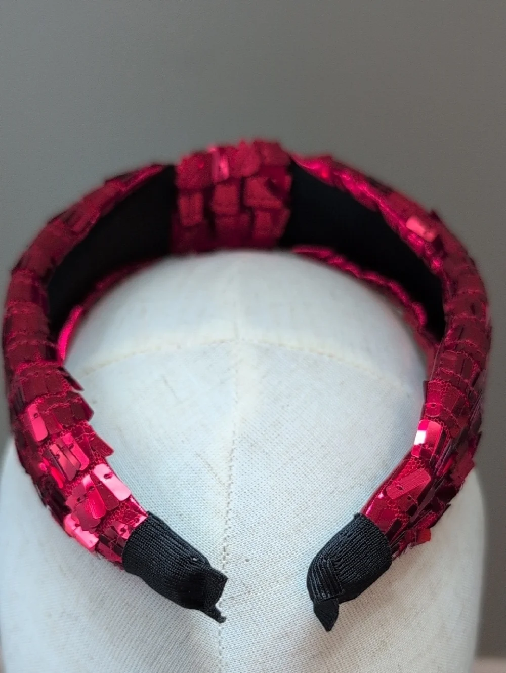 Square Sequin Knotted Headband in Red